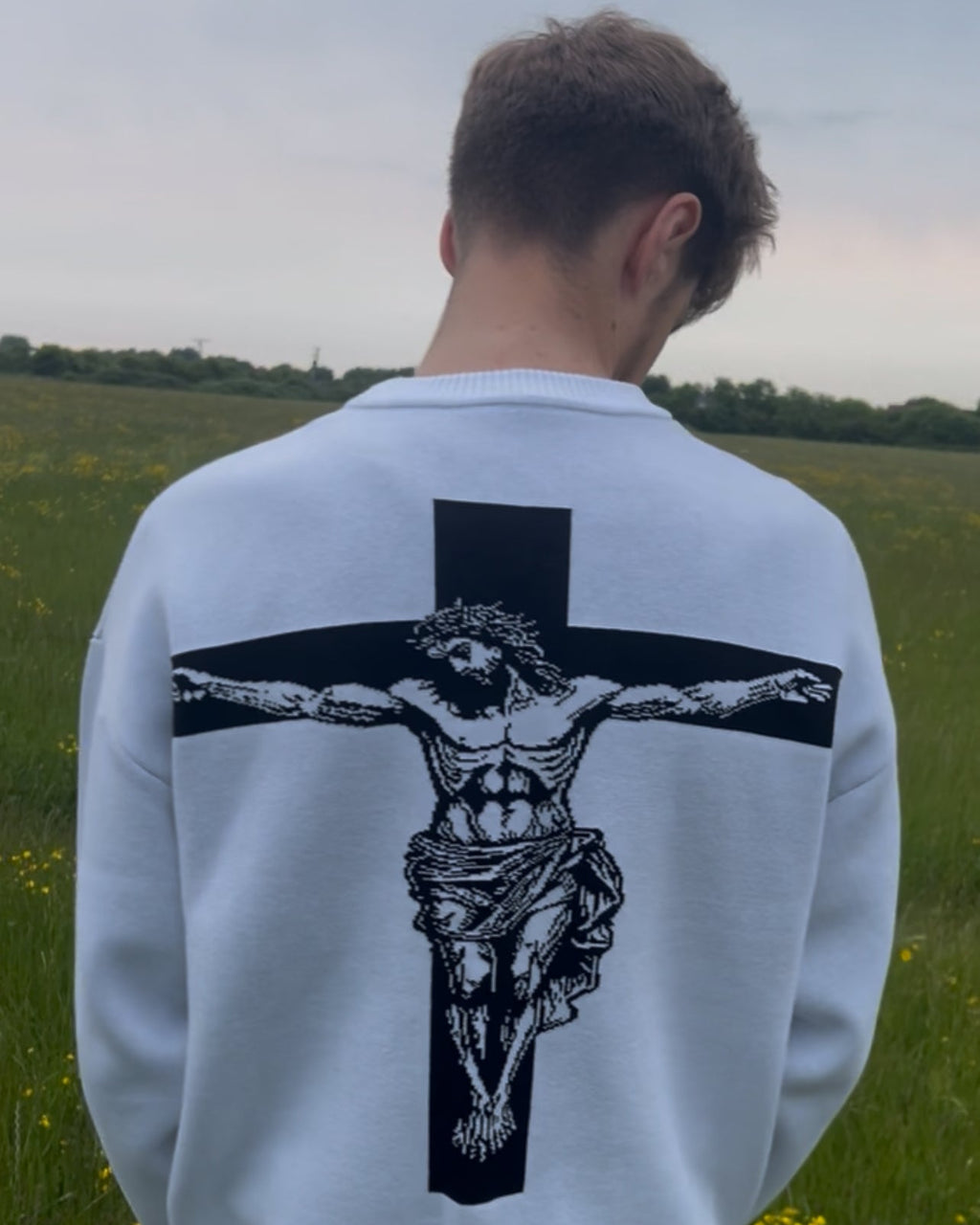 Crucifix White Sweatshirt
